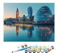 Paint by Numbers for Adults,London Paint by Numbers,DIY Big Ben Canvas Oil Painting Kit for Kids or Beginner with 3 Brushes Acrylic Pigment for Halloween Decorations Gifts 12x16in Without Frame L8-655