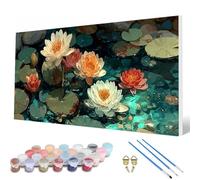 Paint by Numbers for Adults, Lotus Paint by Numbers Flowers Painting kits for Adults Pattern Design DIY Art Crafts for Home Room Decor, Wall Art, Bedroom Decor, Gifts for Women 16 x 32 inch -hcw25077B
