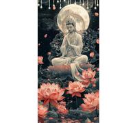 Paint by Numbers for Adults Lotus Paint by Numbers Kits Zen DIY Canvas Oil Painting Kit for Kids or Beginner with 3 - Brushes and Acrylic, Art for Halloween Decorations 70X90cm Without Frame P0-381