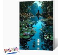 Paint by Numbers for Adults Lotus Painting by Numbers for Adults Pink, Craft Art Painting Canvas Kits Bring Pigment and Brushes, Gifts for Women, Room Decor 40x53 inch (Without Frame) -LKF079V2