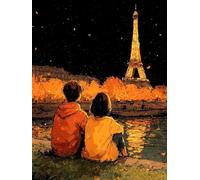 Paint by Numbers for Adults Love Paint by Numbers for Children Eiffel Tower, Hobbies for Adults Women DIY Canvas Oil Paintings Kits Arts with Accessories Home Wall Decor 24x35in Without Frame T-CK71