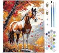 Paint by Numbers for Adults,Maple Paint by Numbers,DIY Horse Canvas Oil Painting Kit for Kids or Beginner with 3 Brushes Acrylic Pigment for Room Decor Gifts for Women,Without Frame 12x16 Inch D1-391
