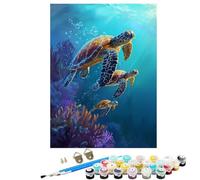 Paint by Numbers for Adults Marine Life Sea Turtles, DIY Painting Paint by Numbers for Children Beginners, With 3 Brushes and 36 Acrylic Pigment Hobbies Women Gifts, Home Wall Decor 20x28in BJHWK958