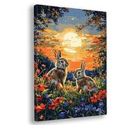 Paint by Numbers for Adults Moon, 20x28 Inch Rabbit Paint by Numbers Kits for Adults Beginner, DIY Oil Painting Acrylic Paints, Canvas Art Kits for Kids, for Gifts and Wall Decor, with Frame, B-46