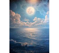 Paint by Numbers for Adults Moon, Ocean Paint by Numbers Kits, DIY Color Oil Painting Adult Crafts, Painting Kits with Brushes and Acrylic, for Home Wall Decor, Gifts for Women, 24x36in G-3556