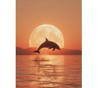 Paint by Numbers for Adults Moon Paint by Numbers for Children Dolphin, DIY Colorful Canvas Oil Painting Kits Hobbies for Adults Women Paintings Arts for Home Wall Decor with Frame 80x100cm 3-4O95