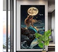 Paint by Numbers for Adults Moon,Paint by Numbers for Children Mermaid,DIY Color Canvas Oil Painting Kits Beginners with Brushes Acrylic,Drawing Paintwork Hobbies for Adults Women 12x24in XYY-1974