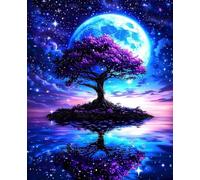 Paint by Numbers for Adults Moon Paint by Numbers Tree of Life, Easy Painting Kits for Adults Beginners, DIY Acrylic Pigment Drawing Paintwork Arts Craft Kits for Room Decor, Gifts 50x65cm 1-30