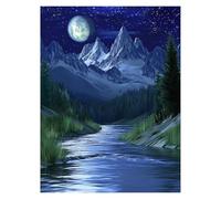 Paint by Numbers for Adults, Moon Painting by Numbers Snow Mountain 20 x 28 in, Hobbies for Adults Women, Painting on Canvas Using Acrylic Paint and Brushes, Wall Art Set for Room Decor LSJ871