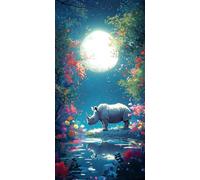 Paint by Numbers for Adults - Moon, Rhinoceros Paint by Numbers Kits for Beginner, Without Frame DIY Acrylic Oil Adult Painting by Number Canvas Kits, Perfect for Home Wall Decor Gifts 20x40in o-885