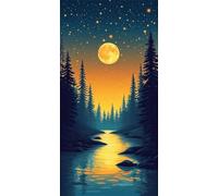 Paint by Numbers for Adults, Moon River Large Painting by Numbers for Adults Children, Acrylic Pigment On Symbols Colored Canvas, Craft Kits Perfect Gifts, Home Wall Decor (Frameless, 32x64in) O-822
