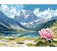 Paint by Numbers for Adults, Mountain Diamond Painting Rose, Painting by Numbers for Adults Crystal Art, Acrylic Paint Brushes, Christmas Cross Stitch Kits Home Decor (Without Frame, 30x40cm) U-771