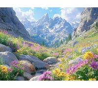 Paint by Numbers for Adults, Mountain Diamond Painting Scenery, Painting by Numbers for Adults Crystal Art, Acrylic Paint, Christmas Cross Stitch Kits Home Wall Decor (Without Frame, 70x100cm) U-745