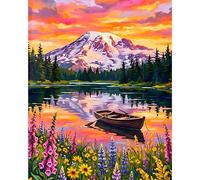 Paint by Numbers for Adults - Mountain Lake DIY Canvas Kit, 16x20 Inch | Acrylic Paint Canvas Set, Easy for Beginners, Relaxing DIY Art Craft Gift for Adults, Home Wall Decor, Without Frame