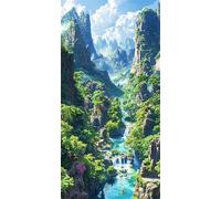 Paint by Numbers for Adults, Mountain River Painting by Numbers for Adults Children, Acrylic Pigment On Clear Symbols Colored Canvas, Craft Kits Gifts, Home Wall Decortion (Frameless, 10x20in) O-636