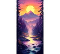 Paint by Numbers for Adults, Mountains and Rivers Paint by Numbers Large Sunset, Hobbies for Adults Women Beginners, Acrylic Pigment Craft Kits Gifts, Home Wall Decor (Without Frame, 60x120cm) O-627