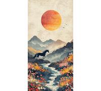 Paint by Numbers for Adults, Mountains and Rivers Sunset Large Painting by Numbers for Adults Children, Acrylic Pigment, Craft Kits Perfect Gifts, Home Wall Decortion (Frameless, 24x48in) O-626