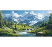 Paint by Numbers for Adults Mountains DIY Paint by Number Landscape Painting by Numbers for Beginners, Acrylic Canvas Painting Art Crafts for Adults, Wall Home Decor, Gifts 60X120CM (Without Frame)