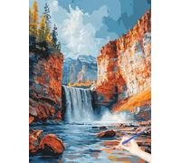 Paint by Numbers for Adults Nature Painting by Numbers for Adults Beginner DIY Fall Color Oil Painting on Canvas Art and Craft Kits for Autumn Decorations Gifts for Women (Without Frame) 50x70cm B-44