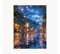 Paint by Numbers for Adults Night Paint by Numbers Kits 16x12In with Acrylic and Pens Color Canvas for Painting, Street View Paintings Hobbies for Adults Women, Wall Art Room Decor Gifts FYH-5376