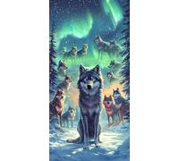 Paint by Numbers for Adults - Northern Lights Wolf Paint by Numbers Kits for Beginner, Without Frame DIY Acrylic Oil Adult Painting by Number Canvas Kits, Perfect for Home Wall Decor Gifts 40x80in o44