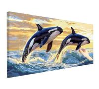 Paint by Numbers for Adults Ocean 100x40cm Large Paint by Numbers Kits Whale, Cheerful Painting Hobbies for Adults Women, DIY Acrylic Pigment Oil Painting Crafts Art Kits Gifts for Women Decor Q-82