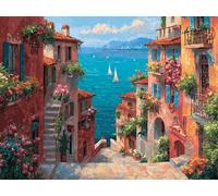 Paint by Numbers for Adults Ocean 40x50 cm/16x20 inch DIY Painting by Numbers for Adults Canvas, Acrylic Painting Kit, Hobbies for Adult Women for Gifts and Home Wall Decor Italy (No Frame)-#569k