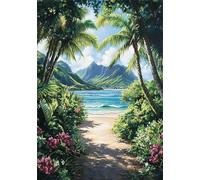 Paint by Numbers for Adults Ocean Acrylic Adult Painting by Numbers Kits on Canvas, Landscape DIY Color Oil Painting Acrylic Paints, Hobbies for Adults Women Home Wall Decor 12x16inch/30x40 cm X-8323
