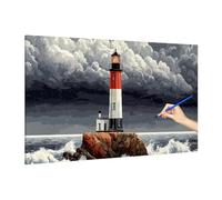 Paint by Numbers for Adults Ocean, Lighthouse Paint by Numbers Kits Without Frame, Painting by Number for Adults Beginner, Craft Art Kit Acrylic Pigment Drawing Paintwork for Home Decor 110x50cm Q-44