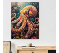 Paint by Numbers for Adults Octopus, Marine Life Paint by Numbers for Adults with Frame 20x28inch Canvas, DIY Oil Paintings Kit with Paints and 3 Size Brushes for Room Decor, Gifts for Women,Model583