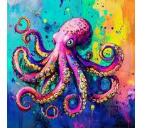Paint by Numbers for Adults Octopus Paint by Numbers Pink Pattern Design, Acrylic Paintngs On Clear Symbols Colored Canvas, Easy DIY Acrylic Pigment Drawing Paintwork for Home Wall Decor, 80X80CM
