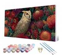 Paint by Numbers for Adults, Owl Paint by Numbers Flowers Painting Kits for Adults Pattern Design DIY Art Crafts for Home Room Decor, Wall Art, Bedroom Decor, Gifts for Women 100x200cm -hcw25070W