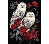 Paint by Numbers for Adults Owl Rose Paint by Numbers On Canvas, DIY Painting by Numbers for Adults Beginners, Paint by Numbers Kits with Brushes and Acrylic Pigment 24x36 Inch (Without Framed) -YH856