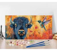 Paint by Numbers for Adults Ox Paint by Numbers Kits Bird, DIY Hobbies for Adults Women Painting Kits, Colorful Canvas Oil Painting Arts with Accessories for Wall Decor Without Frame 40x80cm 1-8T36