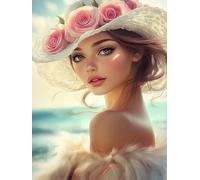 Paint by Numbers for Adults, Paint by Numbers flower Beauty, DIY Painting by Number with 3 Brushes and Acrylic Paints, Beginner Easy Oil Painting Canvas Set, Room Decor, Gifts for Women 40x50cm L0-737