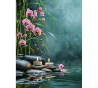 Paint by Numbers for Adults, Paint by Numbers flower water, DIY Painting by Number with 3 Brushes and Acrylic Paints, Beginner Easy Oil Painting Canvas Set, Room Decor, Gifts for Women 40x50cm L0-742