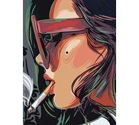 Paint by Numbers for Adults ,Paint by Numbers for Adults Children Cartoon girl smoking 16x20 inches Linen Canvas DIY Digital Painting by Numbers Kits Children's toy gifts Hand painted home decoration