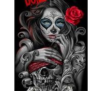 Paint by Numbers for Adults ,Paint by Numbers for Adults Children Skull woman rose 16x20 inches Linen Canvas DIY Digital Painting by Numbers Kits Children's toy gifts Hand painted home decoration