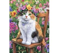 Paint by Numbers for Adults, Paint by Numbers garden cat, DIY Painting by Number with 3 Brushes and Acrylic Paints, Beginner Easy Oil Painting Canvas Set, Room Decor, Gifts for Women 20x30cm L0-747