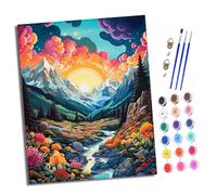 Paint by Numbers for Adults Painting by Number Kits On Canvas Colorful flowers by the river DIY Craft Art Painting Kit Acrylic Pigment Drawing Paintwork for Gift Home Wall Decor 16x20 inch/40x50cm
