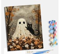 Paint by Numbers for Adults Painting by Number Kits On Canvas Craft Art Painting Kit Acrylic Pigment Drawing Paintwork for Gift Home Wall Decor 40x50cm With frameGhosts and Black Cats in Autumn