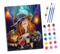 Paint by Numbers for Adults Painting by Number Kits On Canvas Day of the Dead witch and black cat DIY Craft Art Painting Kit Acrylic Pigment Drawing Paintwork for Gift Home Wall Decor With frame