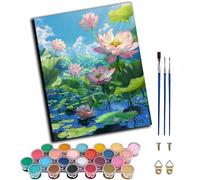 Paint by Numbers for Adults,Painting by Number Kits On Canvas,DIY Color Oil Painting,Home Wall Decor 16x20in/40x50cm,Summer Lotus Pond,Frameless