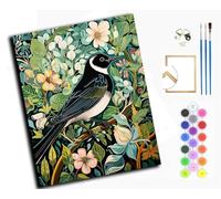 Paint by Numbers for Adults,Painting by Number Kits On Canvas,DIY Color Oil Painting,Home Wall Decor 16x20in/40x50cm,Flower Sparrow,with Frame