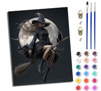 Paint by Numbers for Adults Painting by Number Kits On Canvas DIY Craft Art Painting Kit Acrylic Pigment Drawing Paintwork for Gift Home Wall Decor 16x20 inch/40x50cm The Moonlit Witch Cat's Companion