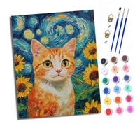 Paint by Numbers for Adults Painting by Number Kits On Canvas Moonlight sunflower kitten DIY Craft Art Painting Kit Acrylic Pigment Drawing Paintwork for Gift Home Wall Decor 40x50cm With frame