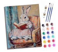 Paint by Numbers for Adults Painting by Number Kits On Canvas Rabbit reading on the sofa DIY Craft Art Painting Kit Acrylic Pigment Drawing Paintwork for Gift Home Wall Decor 16x20 inch/40x50cm