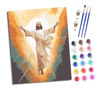Paint by Numbers for Adults Painting by Number Kits On Canvas Statue of Jesus in the light DIY Craft Art Painting Kit Acrylic Pigment Drawing Paintwork for Gift Home Wall Decor 16x20 inch/40x50cm