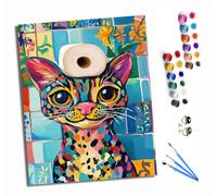 Paint by Numbers for Adults Painting by Numbers for Adults Canvas Kits Paint by Number Crafts Kits for Relax and De-Stress Gift Home Decoration 16x20 inch The spotted cat with toilet paper on its head