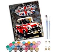 Paint by Numbers for Adults,Paints by Number Kits On Canvas,DIY Color Oil Painting,Home Wall Decor 16x20in/40x50cm,Retro Classic red car London England,Frameless